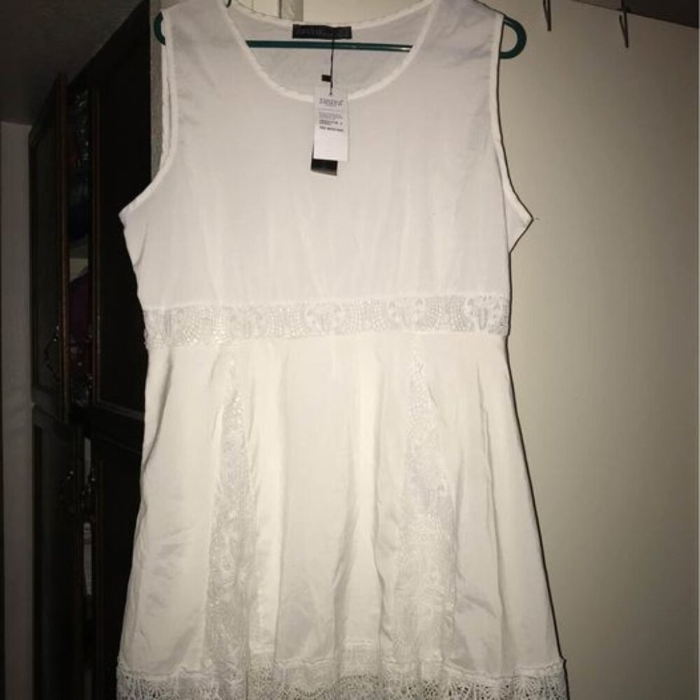 Zanzea Sleeveless White Lace Dress, Size 14, New!